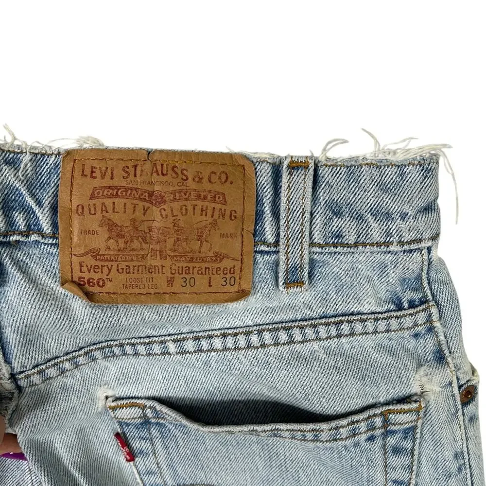 Levi’s Vintage 560 Loose Fit Tapered Denim Jeans 80s FLAW Light Wash Mens 30x30